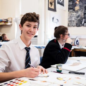 Lucton School students in art class