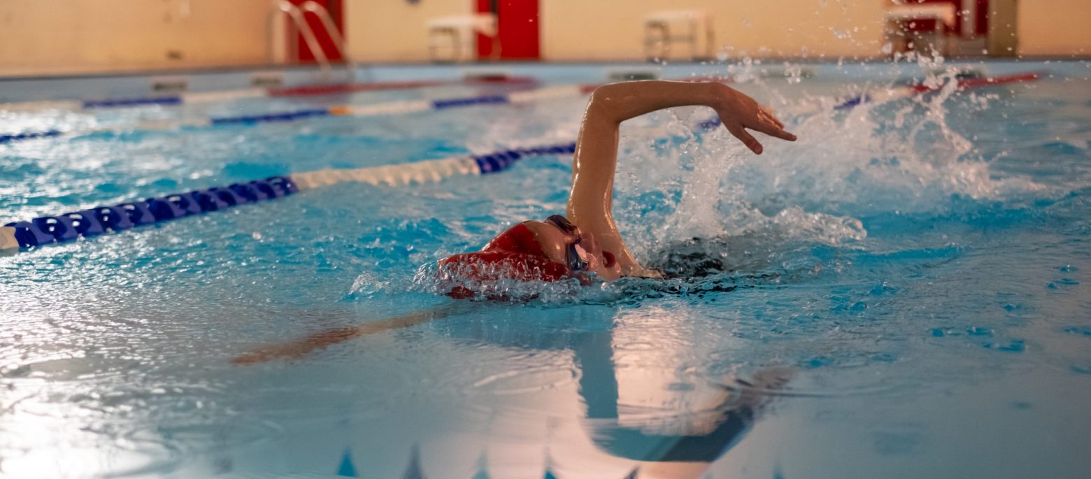 A young girl swimming