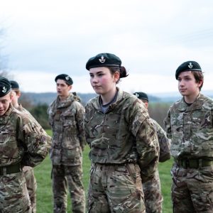 7 students in their cadet uniforms