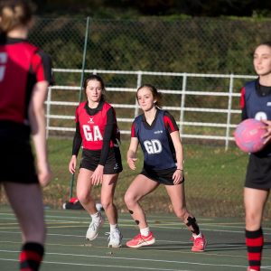 girls playing netball at Lucton School