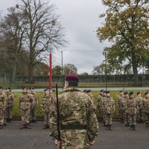 Cadets in marching position ready for direction