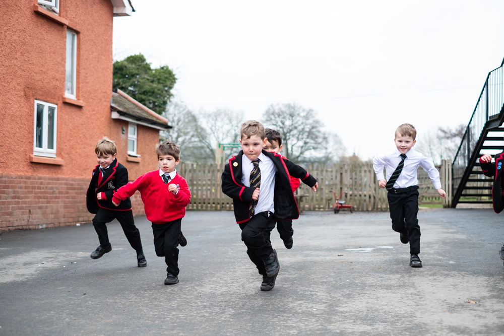 children having a race