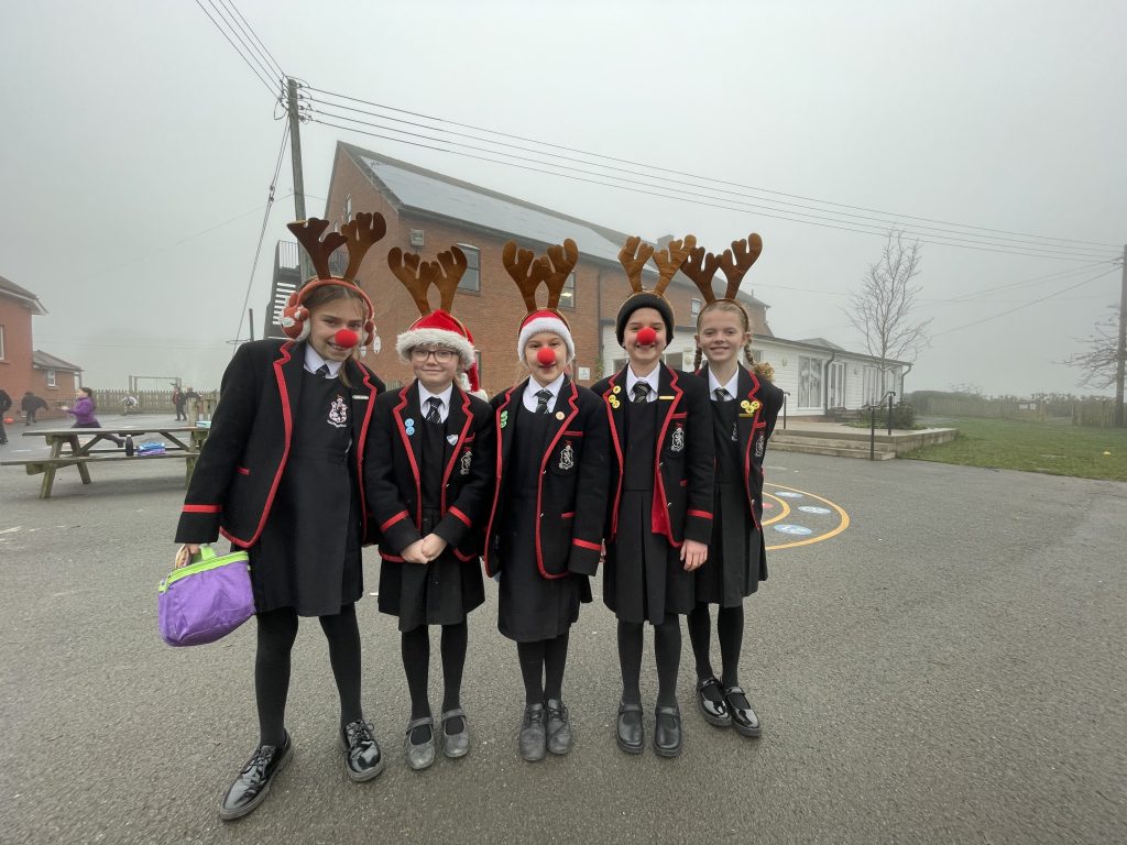 Students wearing reindeer outfits