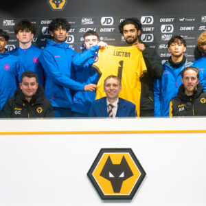 Students and coaches at Lucton International Football Academy visiting Wolverhampton Wanderers training facility