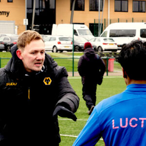 Lucton International Football Academy players training at Wolverhampton Wanderers facility